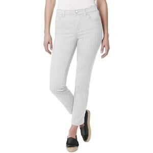 Chico’s Ankle Pants Sz 1 Short M 8P Beige Slim Straight Mid Rise Waist Stretch
